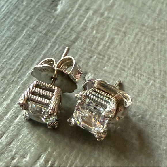 Judith Ripka 925 Sterling Silver CZ Stud Earrings - Picture 2 of 7